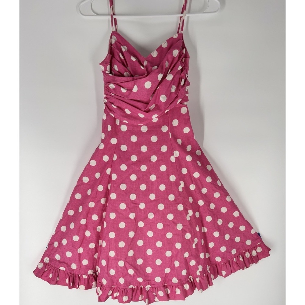 VTG Handmade Pink Polka Dot Swing Rockabilly Pinup Dress Twee Kitsch Retro Twirl